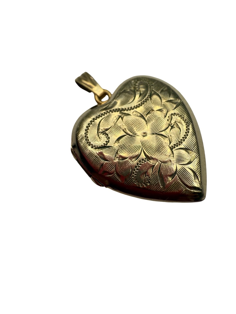 Gold Heart Floral Engraved Locket Pendant